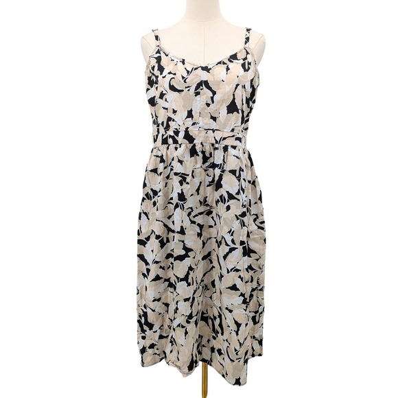 LOFT Dresses & Skirts - Cotton‎ Floral Midi Dress Back Stretch Spaghetti Strap Romantic Summer Fit